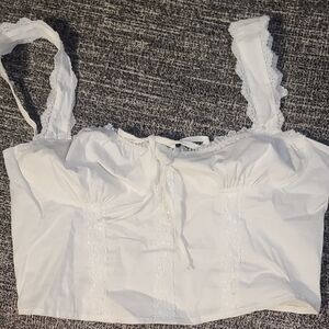 White Lace Trimmed Women's Top